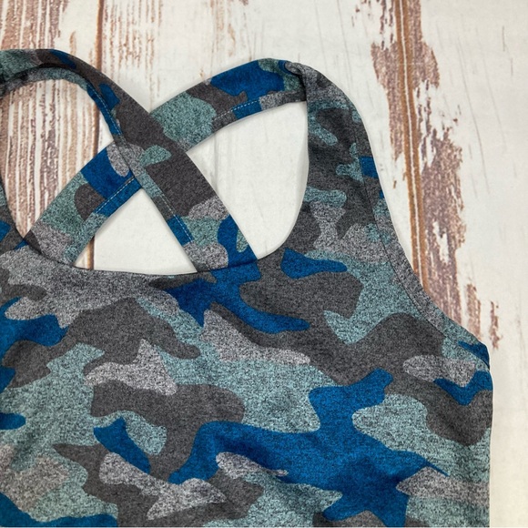 Sports Bra Light Support Camo Gray & Blue Sz Large - Picture 2 of 8
